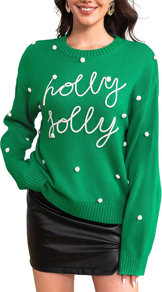 Simplee Womens Christmas Sweaters Long Sleeve Crewneck Oversized Sweater Fashion Winter Knitted P... | Amazon (US)