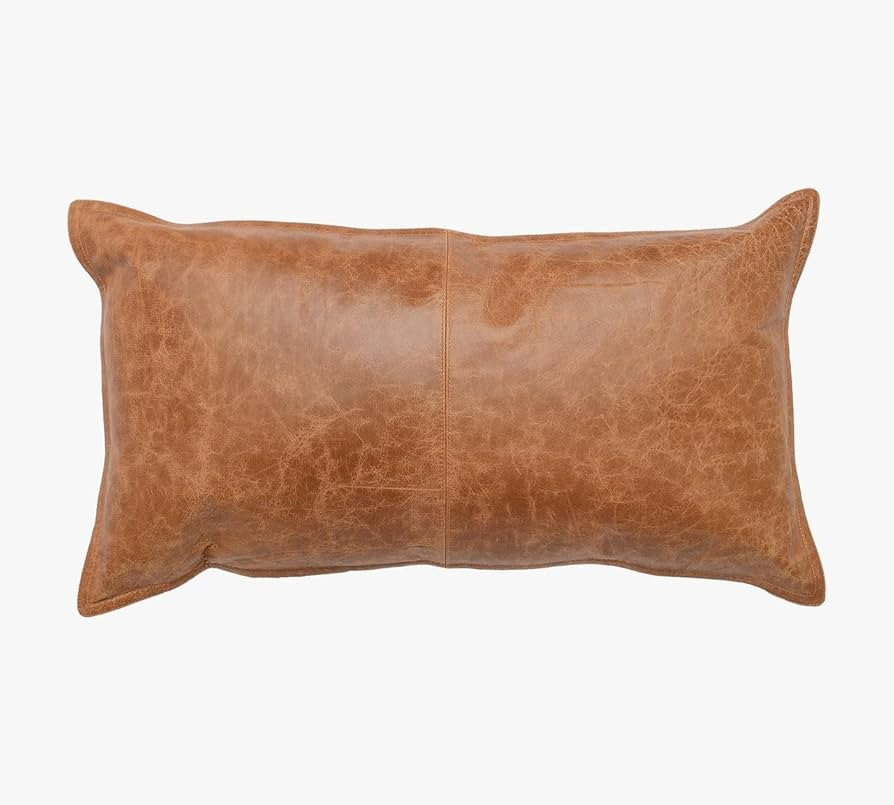 Genuine Leather Pillow Cover Case for Lumbar Throw Couch Pillows - Modern Farmhouse Decorative So... | Amazon (US)