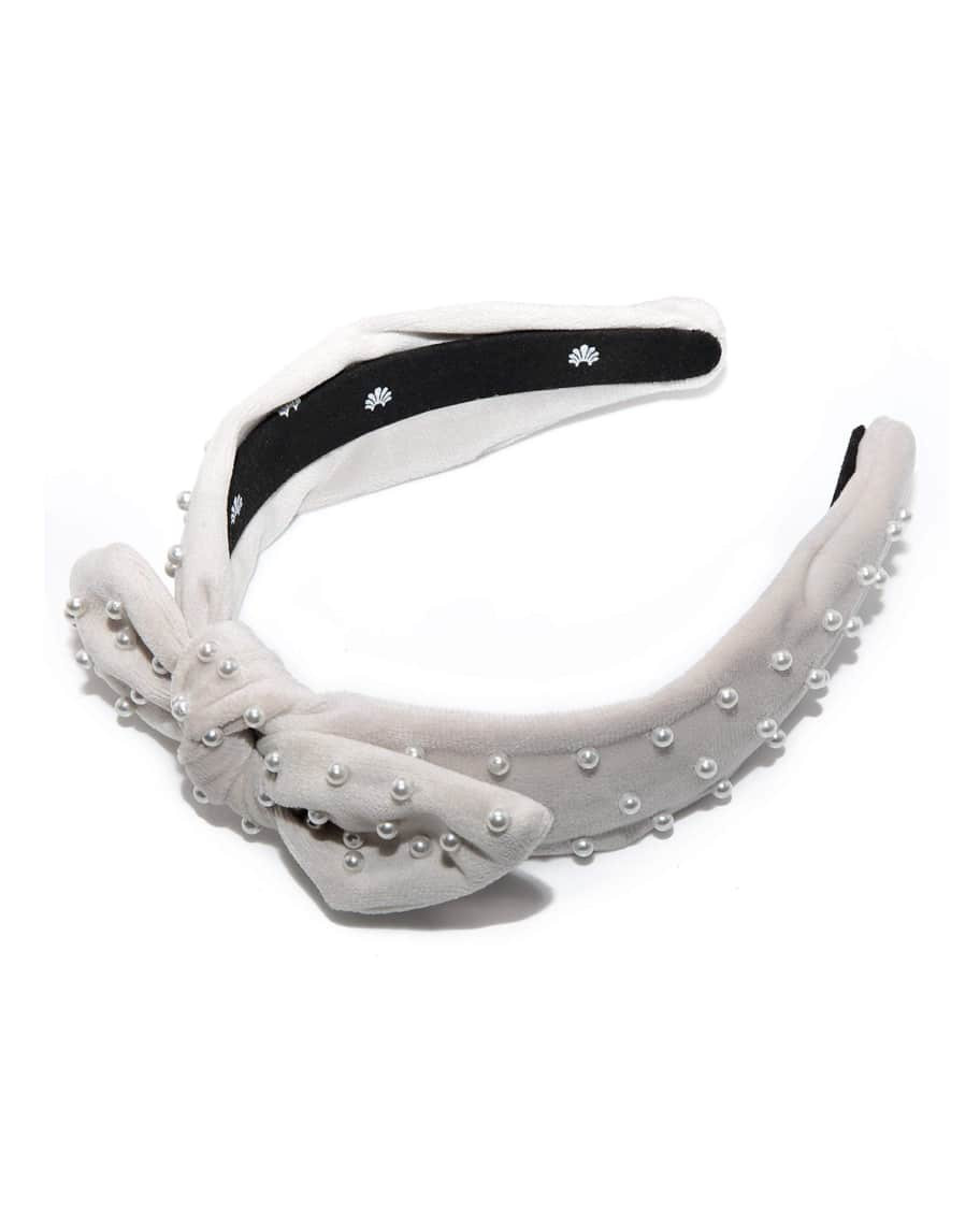 Lele Sadoughi Pearly Velvet Knot Bow Headband | Neiman Marcus