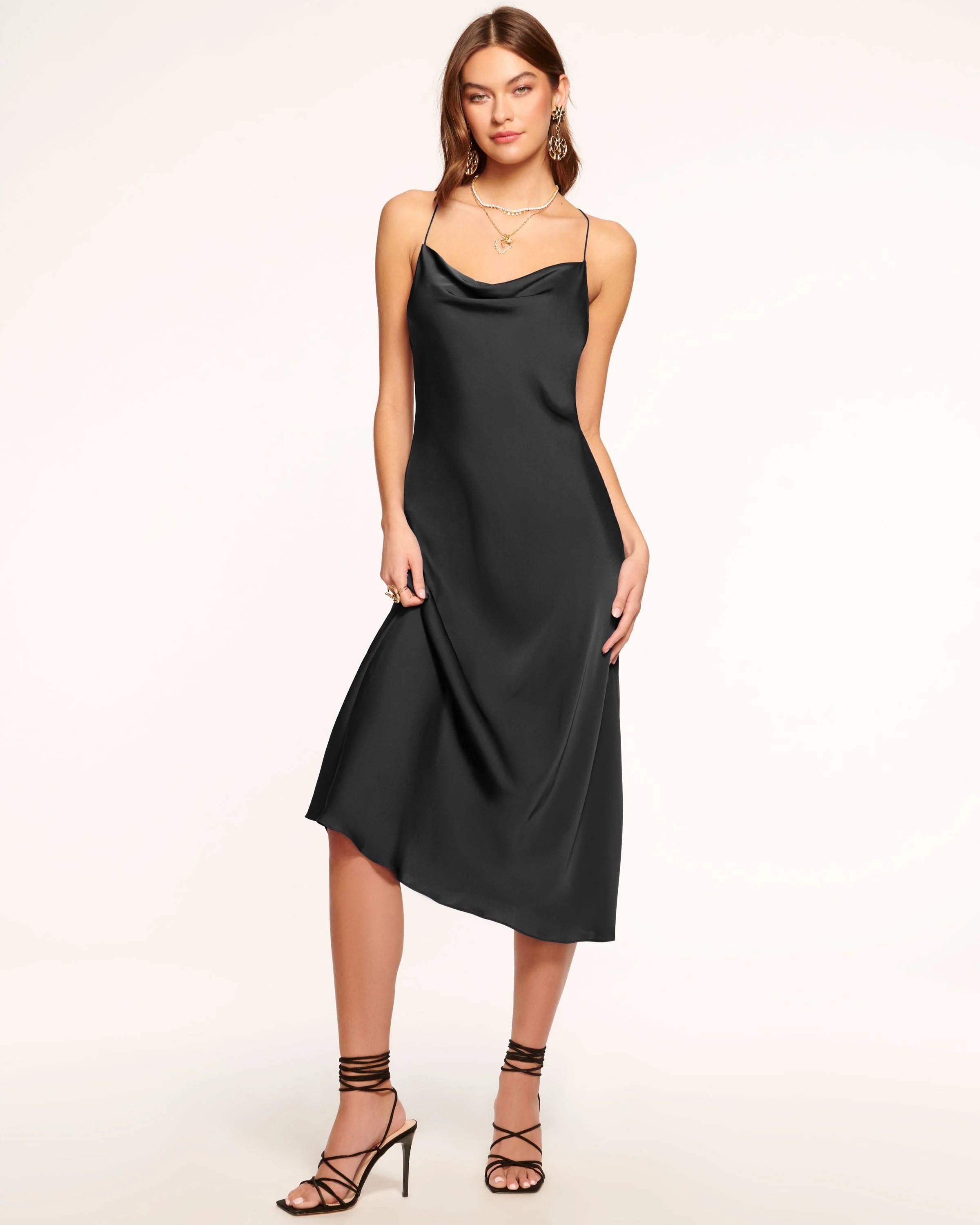Averi Slip Midi Dress in Black | Ramy Brook