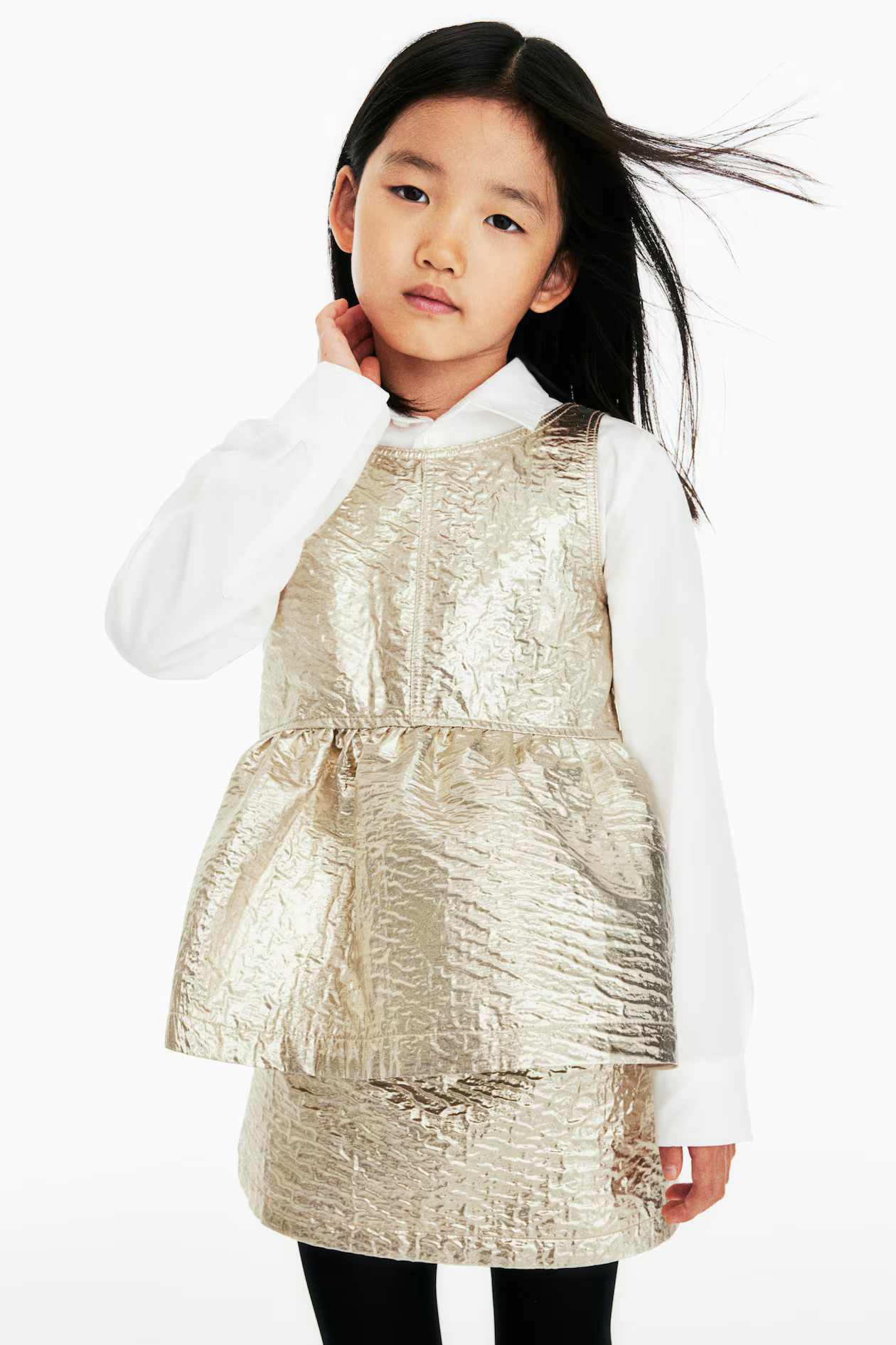 Shimmery Peplum Top - Gold-colored - Kids | H&M US | H&M (US + CA)