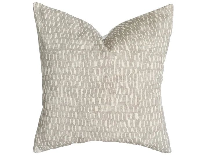Ella | Warm Gray Modern Dot Pillow Cover | Basketweave Greige Ivory Grey | Designer Fabric | 18x1... | Etsy (US)