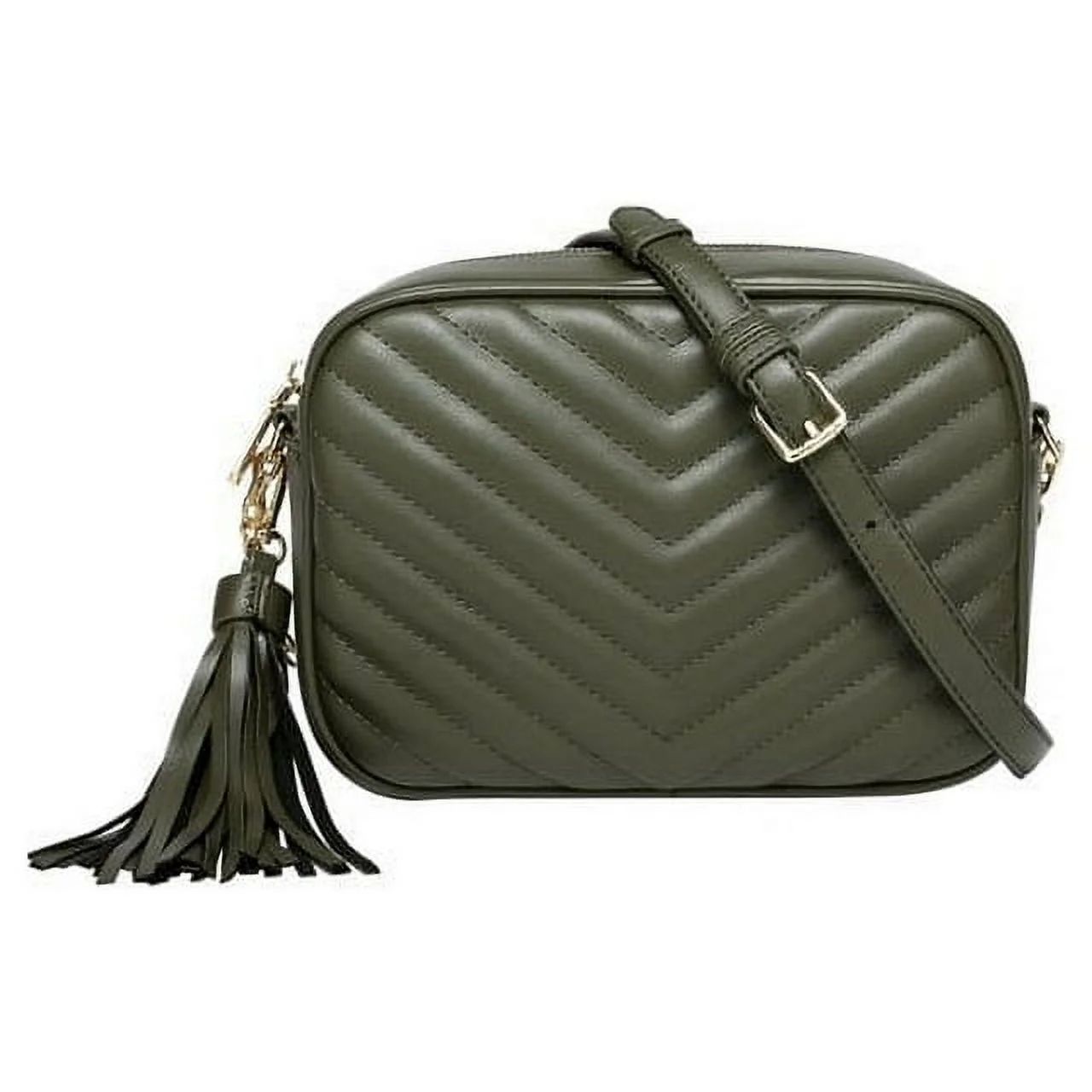 Daisy Rose Quilted Shoulder Cross body bag for Women with tassel - PU Vegan Leather - Olive - Wal... | Walmart (US)