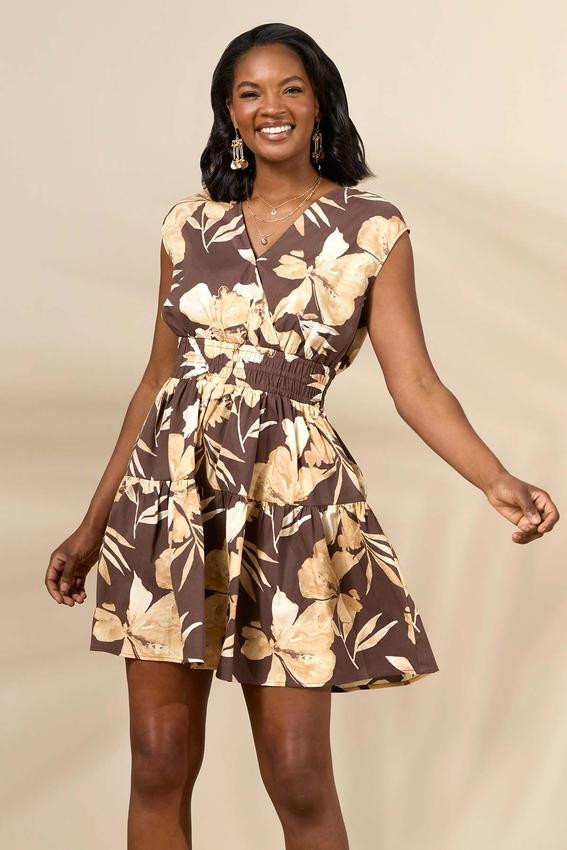 Natural Tropical Floral Dress | Cato Fashions