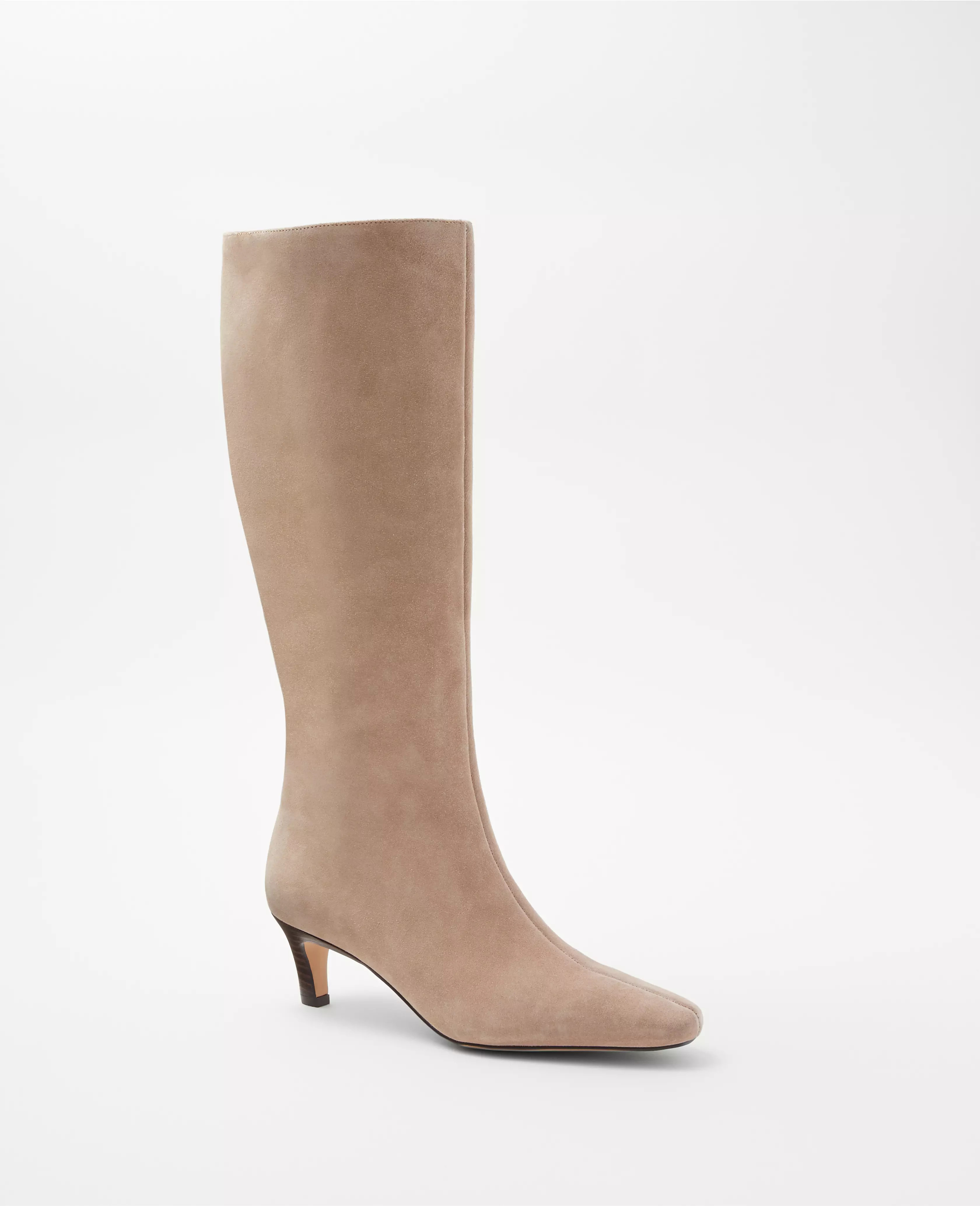 Skinny Heel Suede Tall Boots | Ann Taylor (US)