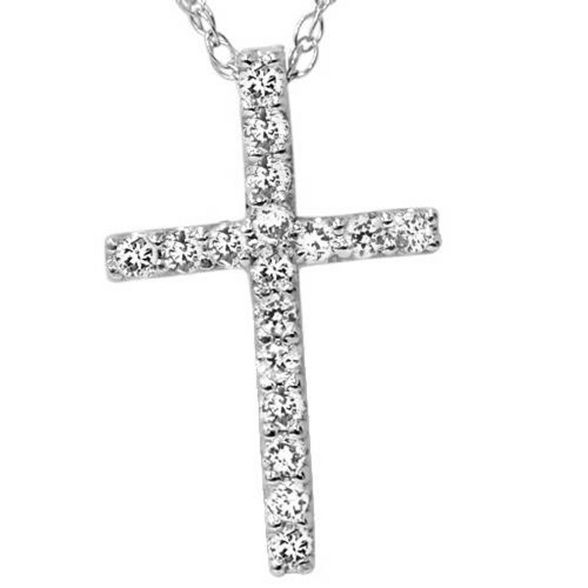 Pompeii3 1/10ct Diamond Cross Pendant 10K White Gold 1/2" Tall | Target