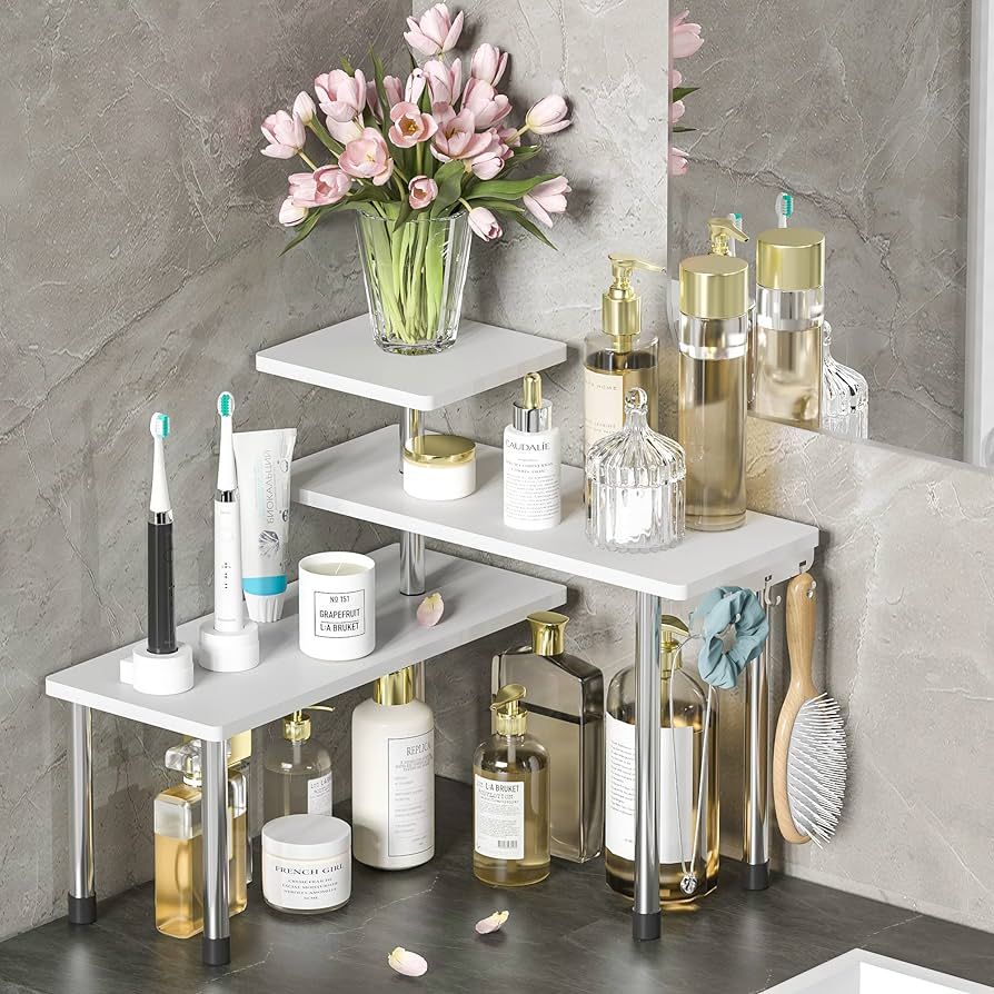 ZHWS Bathroom Counter Organizer Corner Shelf – Bathroom Organization Bamboo 3 Tier Spice Rack M... | Amazon (US)