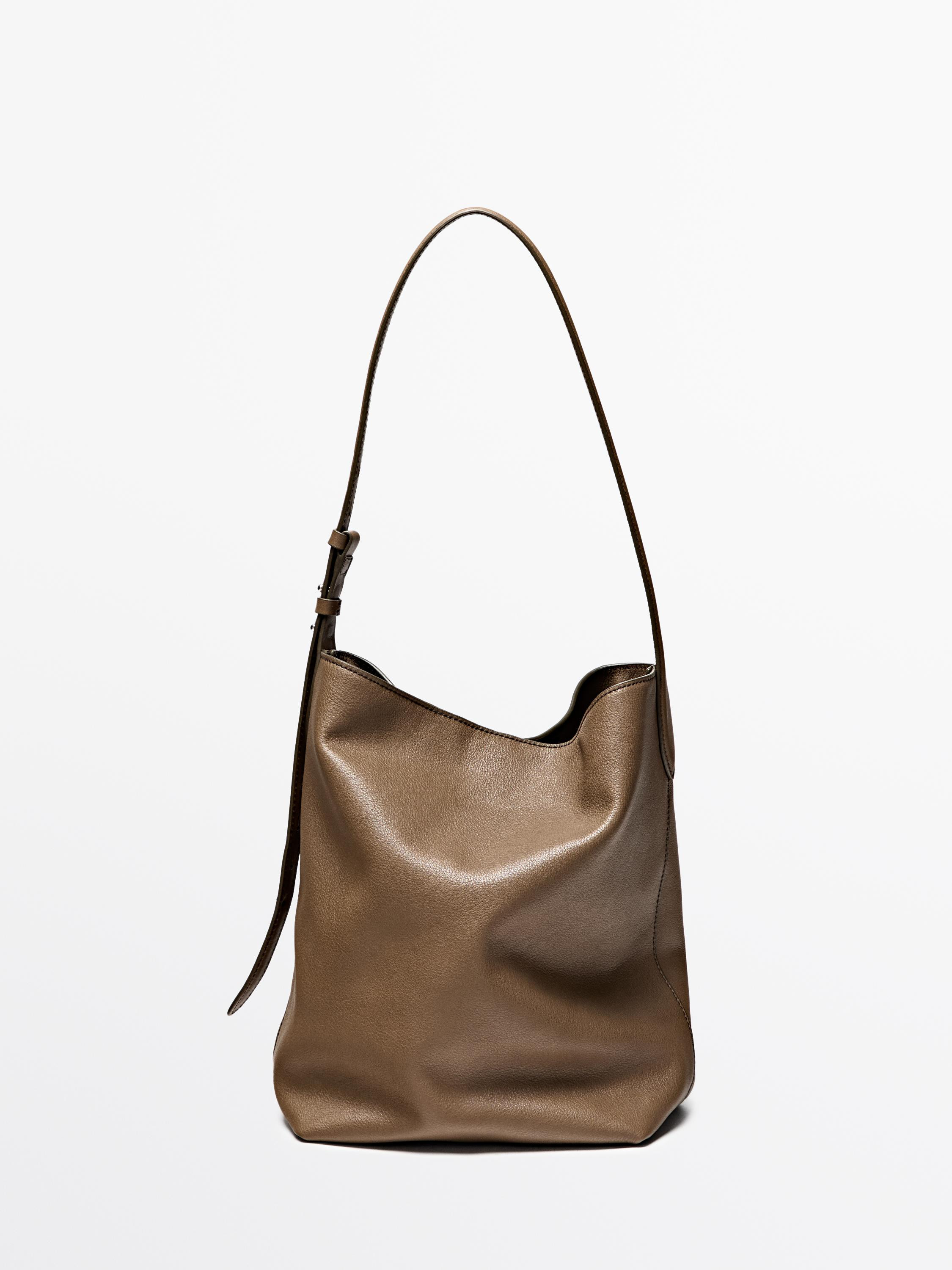 Nappa leather bucket bag | Massimo Dutti UK
