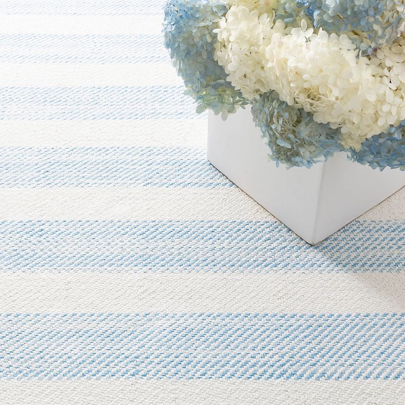 Cruise Stripe Blue Handwoven Cotton Rug | Annie Selke