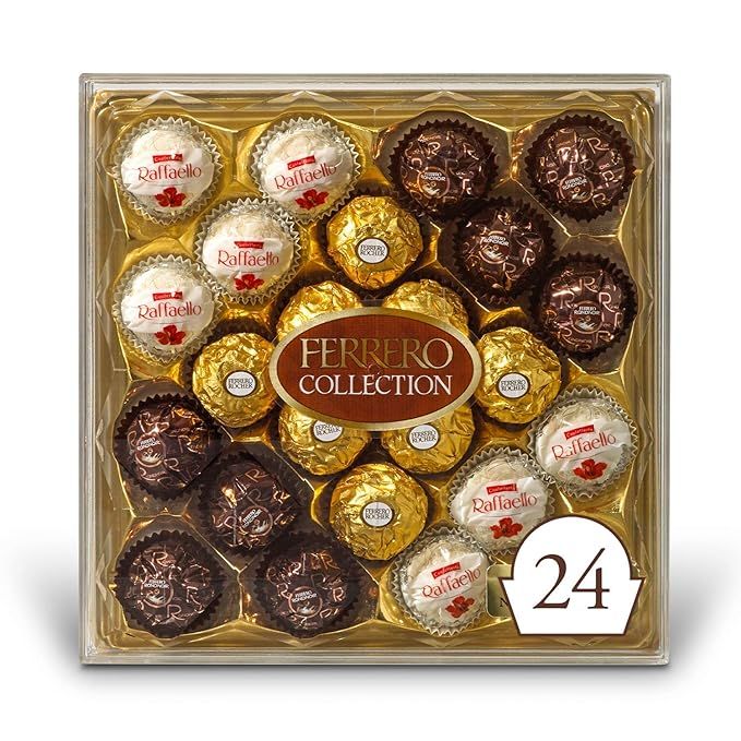 Ferrero Rocher Collection, Fine Hazelnut Milk Chocolates, 24 Count, Gift Box, Assorted Coconut Ca... | Amazon (US)