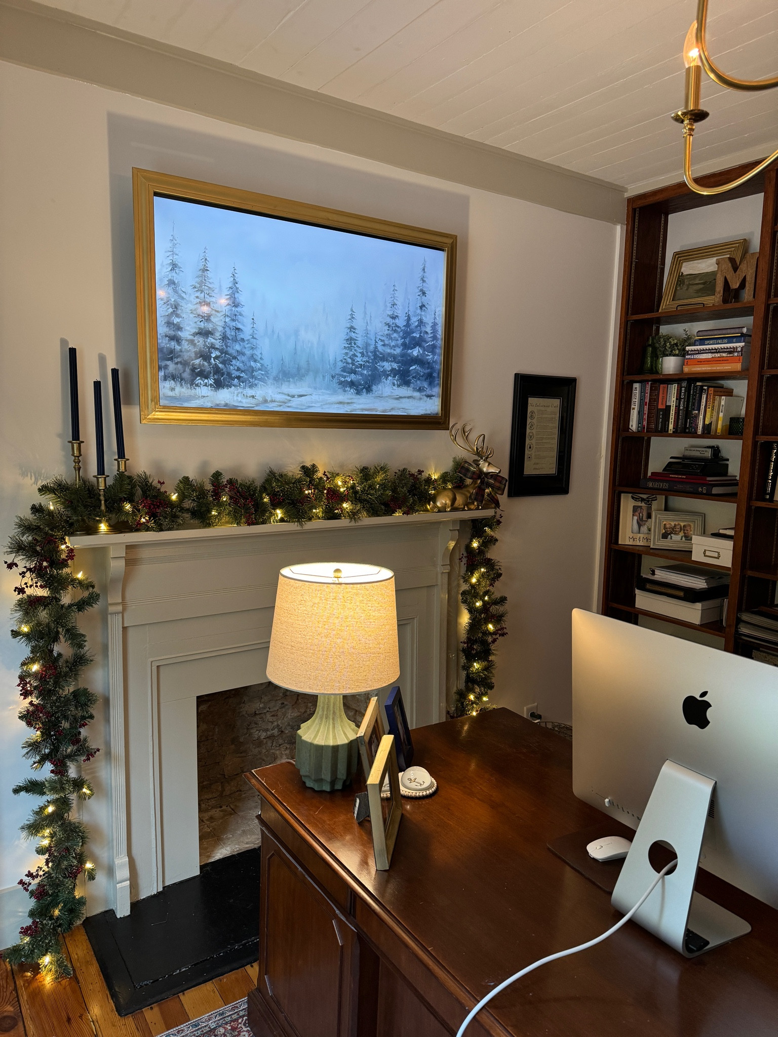 And just like that the first mantle is complete in our home. Only 9 more to go!😍 

The combination used here in our office is simple. Two 9’ garlands (you won’t believe the quality and price 👏🏼), one red berry garland snipped apart, #3 candlesticks and a reindeer.  Sometimes simple really is best!

#LTKfindsunder50 #LTKSeasonal #LTKhome