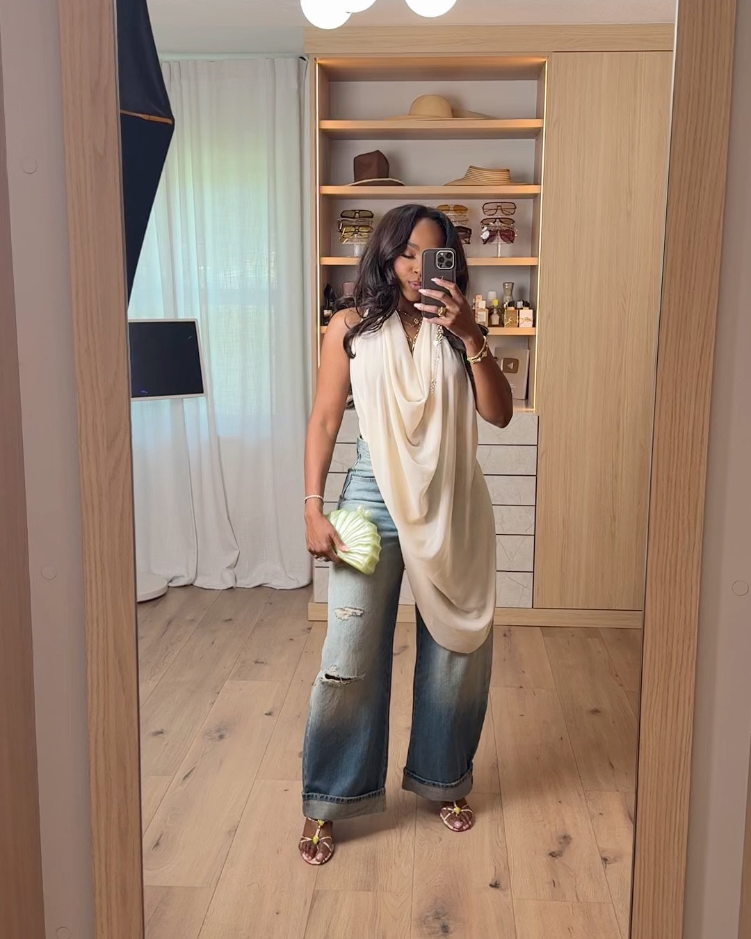 Scroll to shop this relaxed elevated denim look ✨

A draped top paired with wide-leg denim gives that effortless, put-together vibe while still feeling comfortable. These pieces can be styled multiple ways—from casual daytime to chic evenings—keeping your cost per wear low and making it a smart long-term wardrobe staple.

Perfect for brunch, casual outings, travel days, and weekend plans.

📏 Measurements: 5’4”, 140 lbs, 34D bust, 27” waist, 40” hips

Follow me on Instagram and YouTube @kirasfashionfinds

