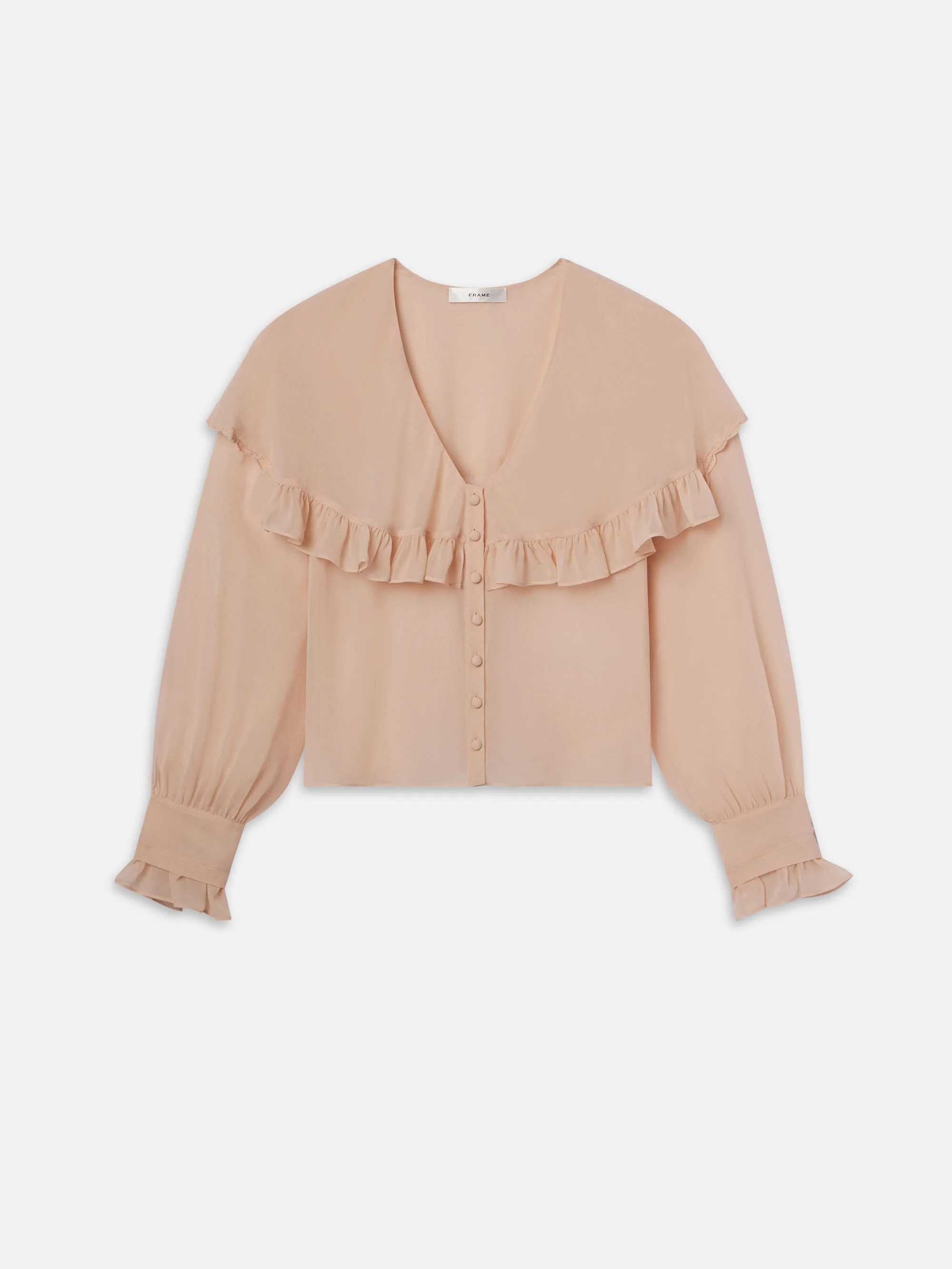Sheer Ruffle Blouse  in  Light Petal | Frame Denim