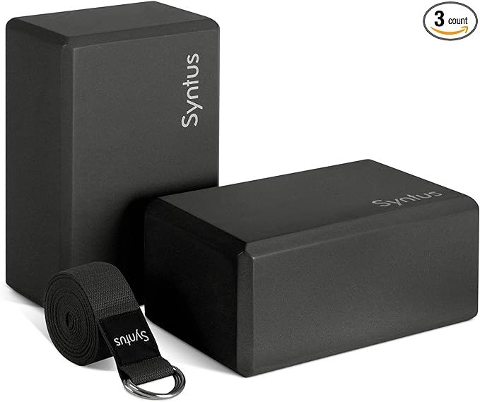 Syntus Yoga Block and Yoga Strap Set, 2 EVA Foam Soft Non-Slip Yoga Blocks 9×6×4 inches, 8FT Me... | Amazon (US)
