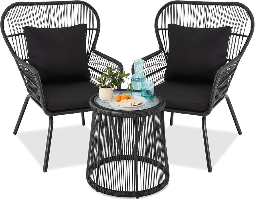 Best Choice Products 3-Piece Patio Conversation Bistro Set, Outdoor All-Weather Wicker Furniture ... | Amazon (US)