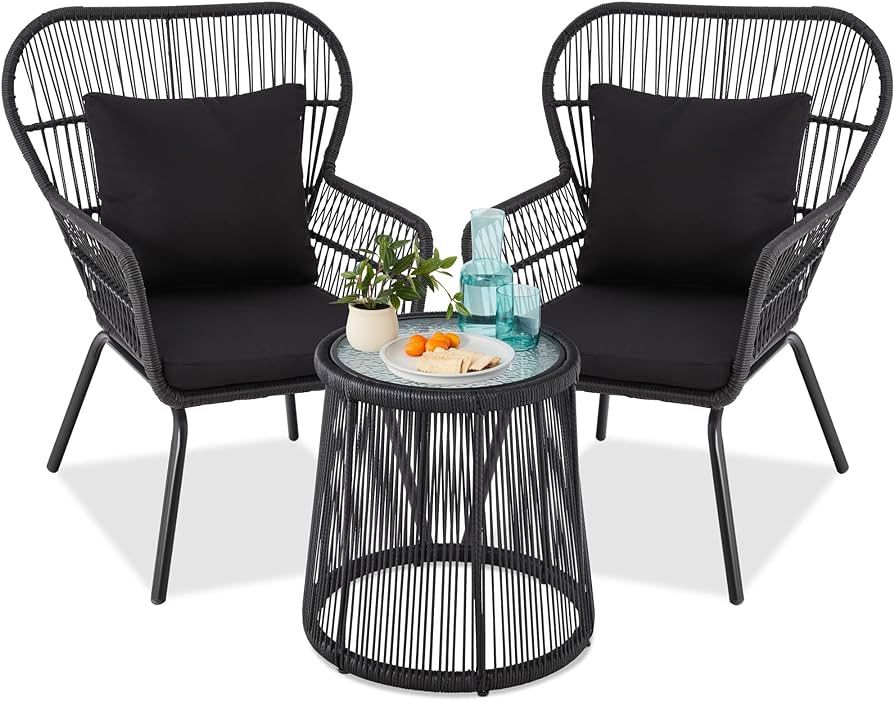 Best Choice Products 3-Piece Patio Conversation Bistro Set, Outdoor All-Weather Wicker Furniture ... | Amazon (US)