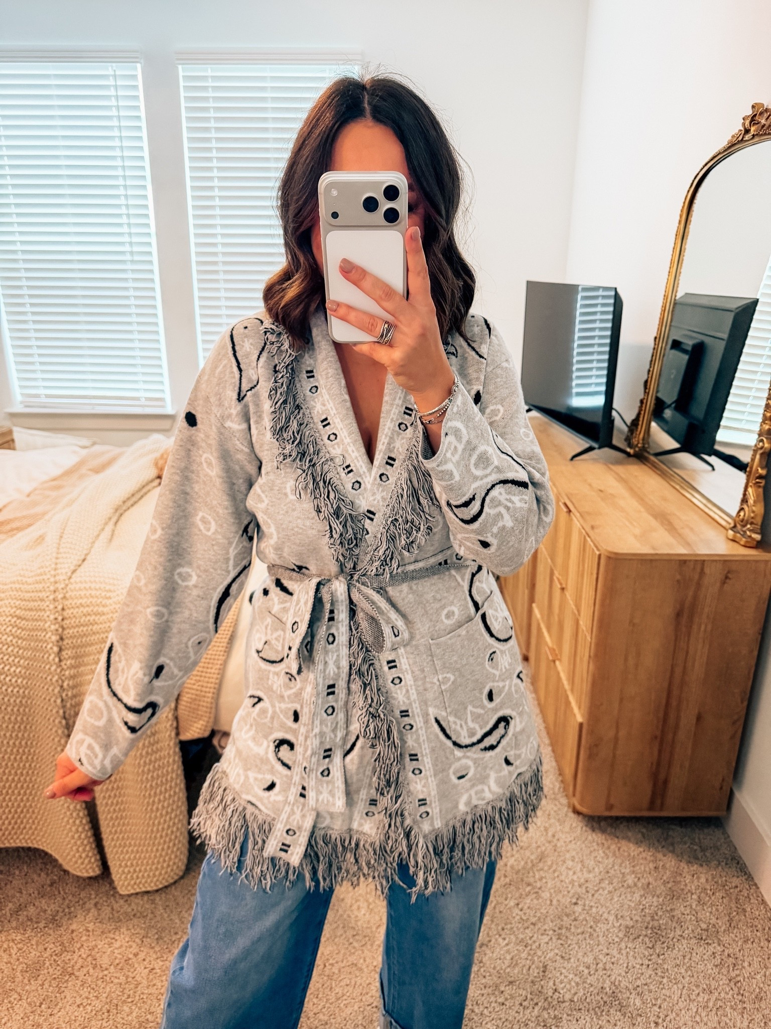 Bandana cardigan from Amazon - such good quality and comfy - in a medium - western fashion for fall
