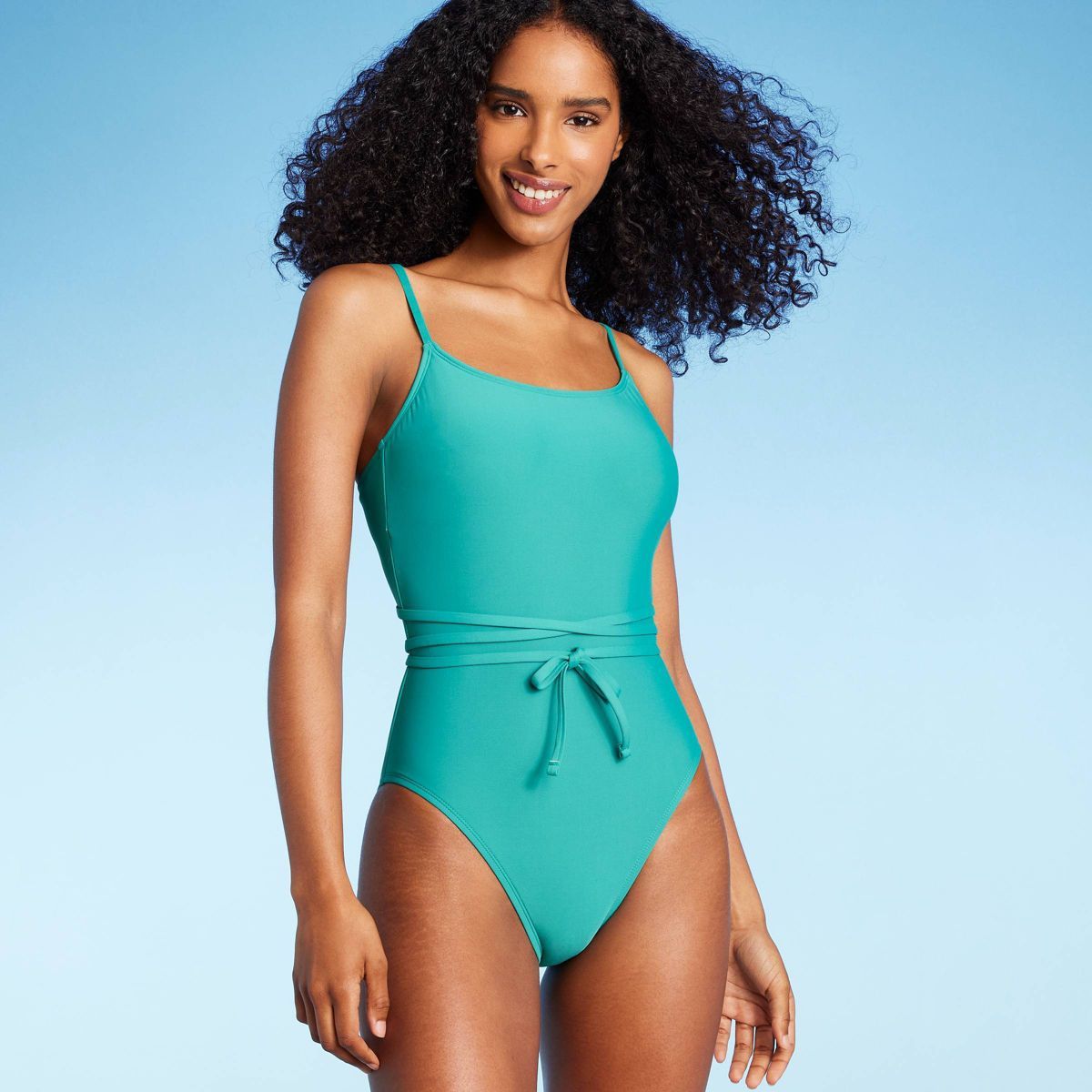 Women's Lace-Up One Piece Swimsuit - Shade & Shore™ Teal | Target
