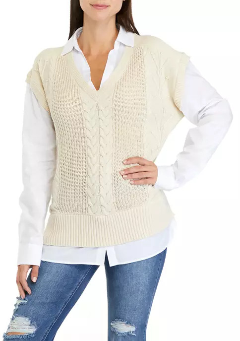 Women's Long Sleeve Shirt and Sweater Vest Set | Belk