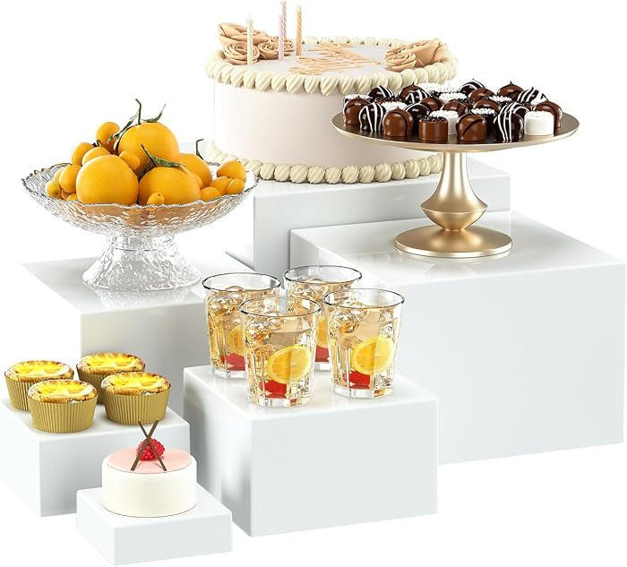 6 Pcs White Acrylic Boxes for Display as Buffet Risers and Stands, Food Risers for Party, Table, ... | Amazon (US)