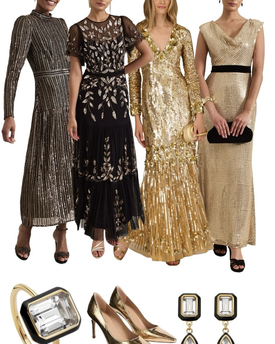Be the best dressed at the Christmas Party with these 4 gorgeous gold / gold & black maxi dresses designed to turn heads. 1,2 & 4 by Phase Eight,  3 by Adrianna Papel with jewellery by Astley Clarke and heels by LK Bennett but plenty more inspo on the product list and gift ideas✨ 


#LTKpartywear #LTKeurope #LTKfestive