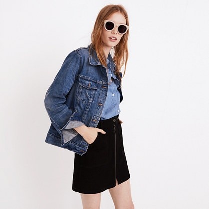 Denim Utility Zip Skirt in Black Frost | Madewell