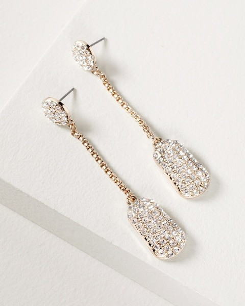 Pavé Goldtone Linear Drop Earrings | White House Black Market