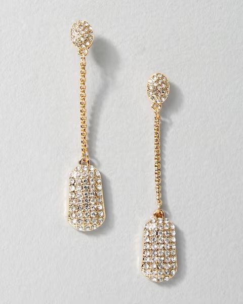 Pavé Goldtone Linear Drop Earrings | White House Black Market