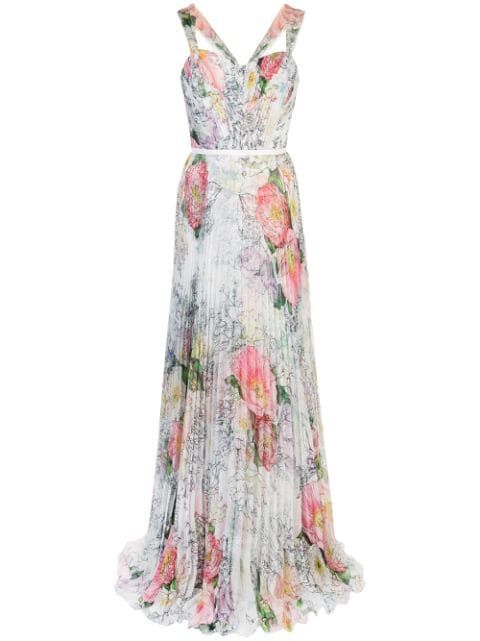 pleated floral dress | Farfetch (US)