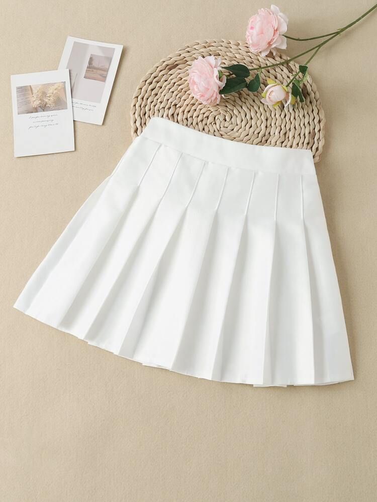 Girls Solid Pleated Skirt | SHEIN