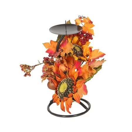 Decorative Tea Light Candle Holder Thanksgiving Table Centerpieces Fall Autumn Floral Arrangement Ar | Walmart (US)
