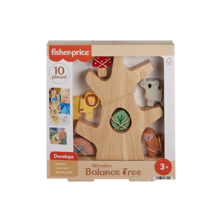 Fisher-Price Wooden Balance Tree Stacking Activity Toy, for Toddler Development Play, 10 Pieces | Walmart (US)