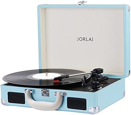 Vinyl Record Player JORLAI Turntable, 3 Speed Bluetooth Record Player Suitcase with Built in Spea... | Amazon (US)