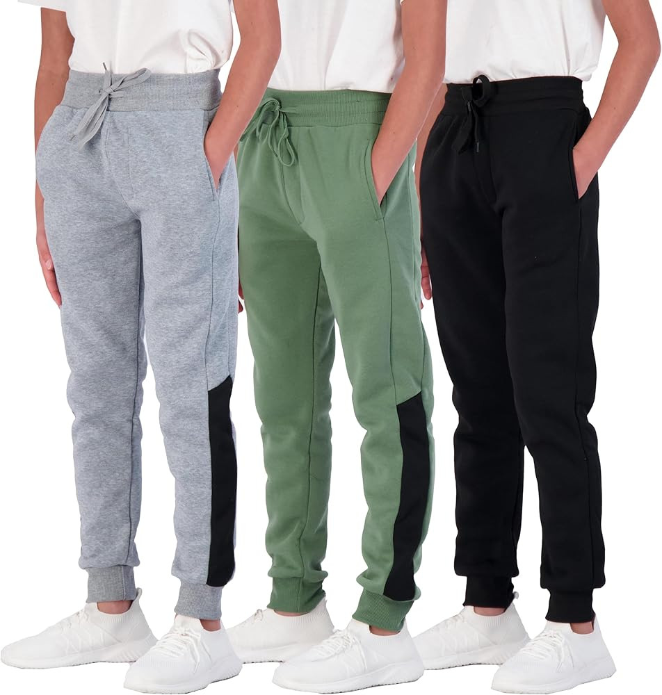 Real Essentials 3 Pack: Boys Youth Active Athletic Soft Fleece Jogger Sweatpants | Amazon (US)
