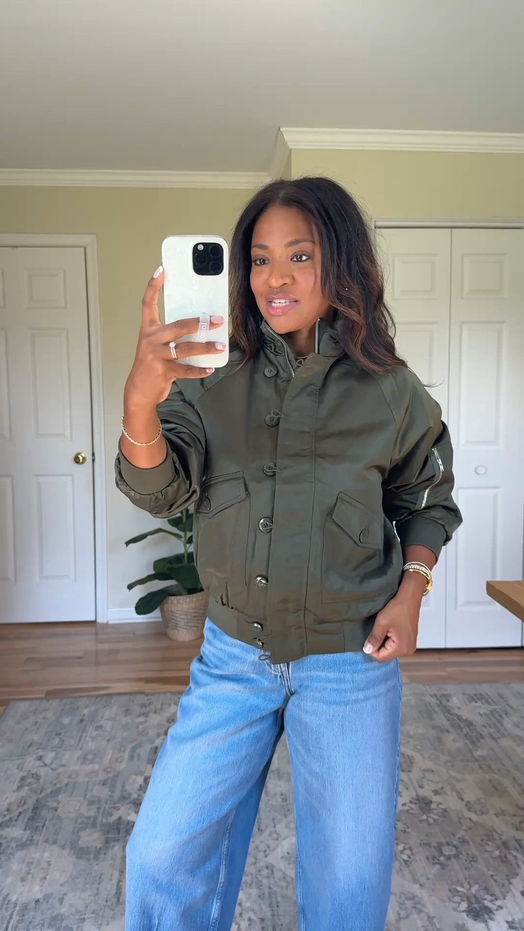 Wearing a size small in the jacket. Size 4 in the barrel jeans.#LTKxWalmart

#LTKgrwm #LTKOver40
