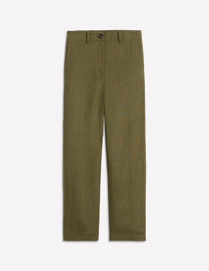 Westbourne Crop Linen Pants-Woodland Green | Boden (US)
