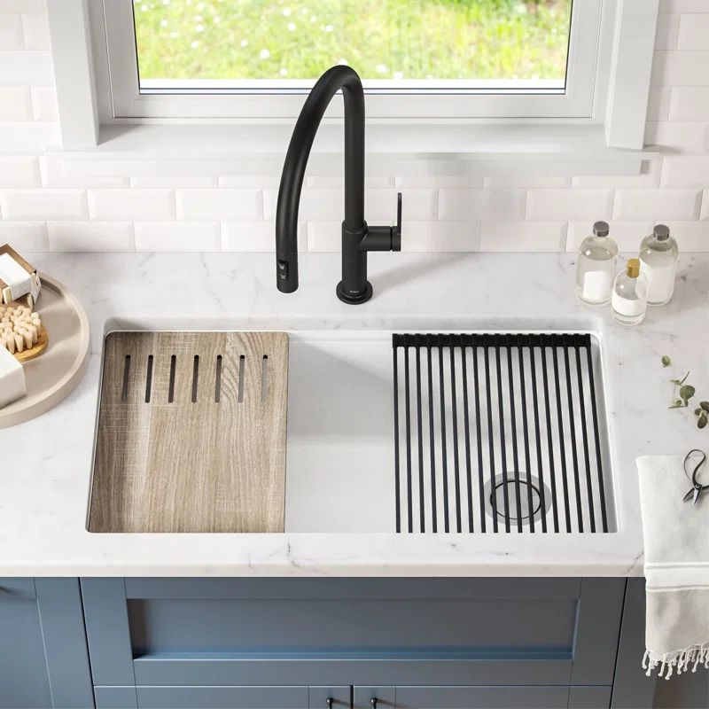 Bellucci Workstation 32" L x 19" W Undermount Kitchen Sink with Accessories | Wayfair Professional