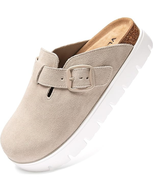 Genuine Suede Clogs for Women Platform Shoes，Leather Comfort Potato Shoes Chunky with Arch Supp... | Amazon (US)