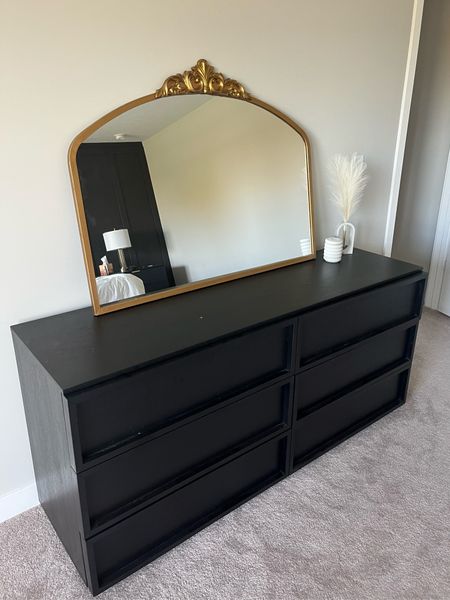 Kirkalnds gold mirror
Gold mirror 
Bedroom mirror
Black dresser
Dresser decor 

#LTKhome