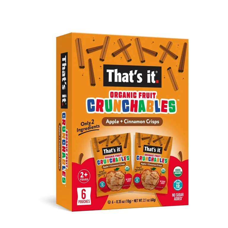 That's It. Crispy, Gluten-Free, Organic Apple + Cinnamon Crunchables, 6 Count, Cardboard Box | Walmart (US)