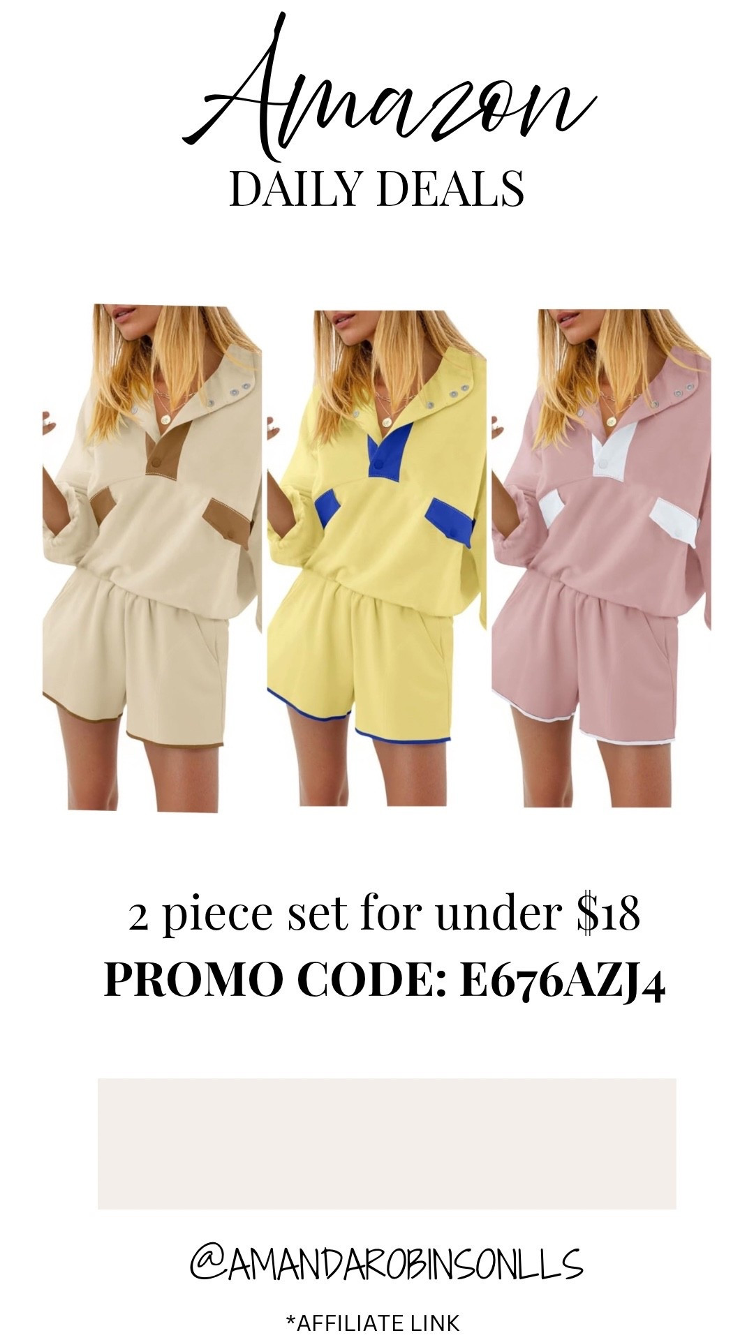 Amazon daily deals
2 piece shorts set

#LTKSaleAlert #LTKActive