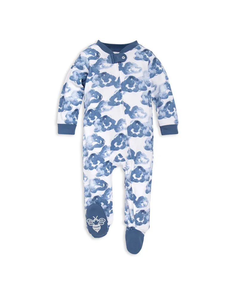 Baby Moonlight Clouds Organic Cotton Zip Front Loose Fit Footed Pajamas | Burts Bees Baby