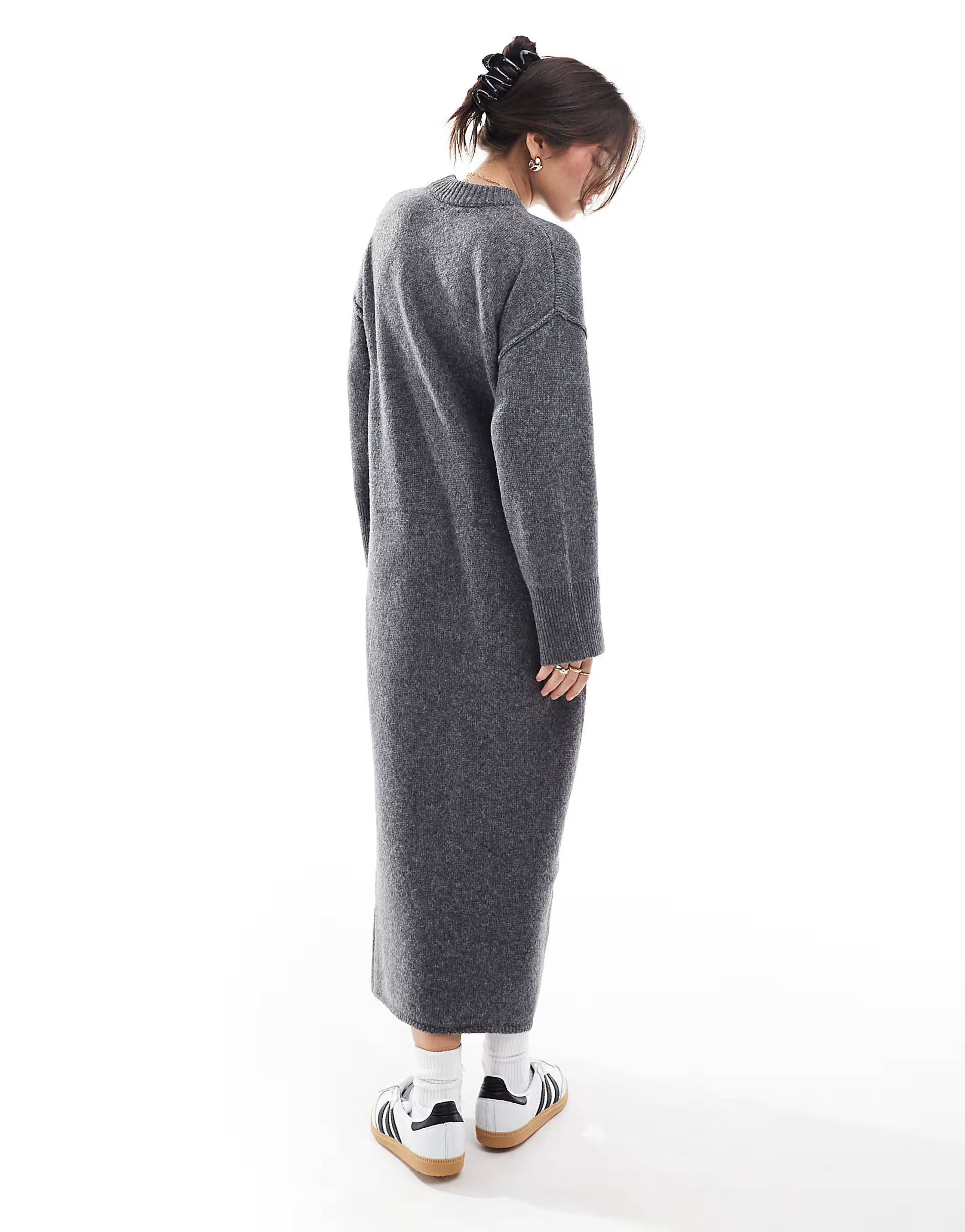 ASOS DESIGN seam front knitted midaxi dress charcoal | ASOS (Global)