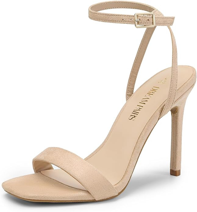 DREAM PAIRS Women’s High Stilettos Open Square Toe Ankle Strap Heels Sexy Comfort Strappy Dress... | Amazon (US)