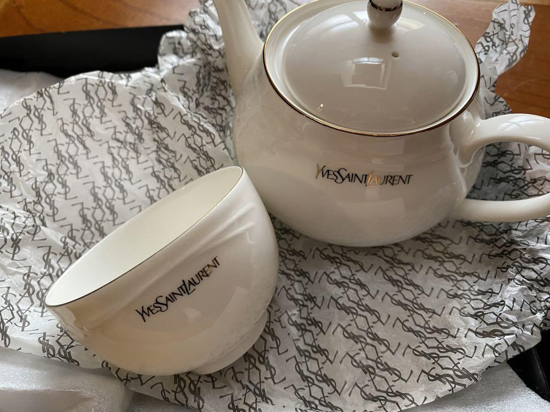 Yves Saint Laurent Teapot and Cup Set of 5 Ceramic YB-6530 Unused White with BOX  | eBay | eBay US