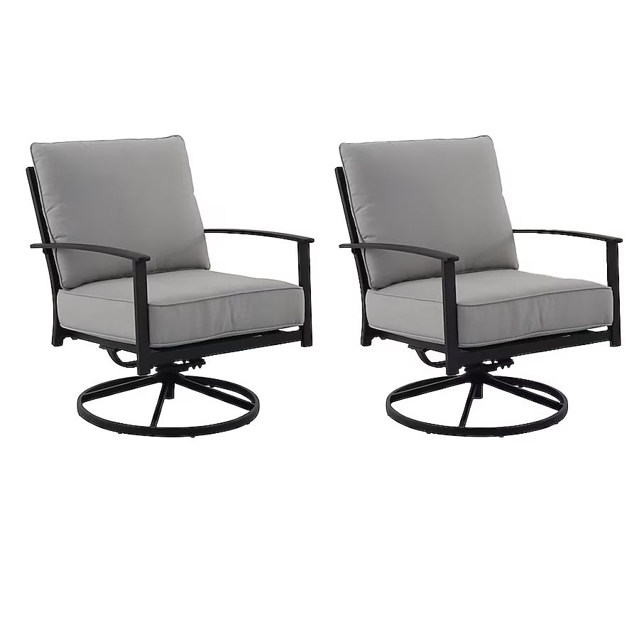 Style Selections SKYBROOK Set of 2 Black Steel Frame Swivel Conversation Chair with White Cushion... | Lowe's