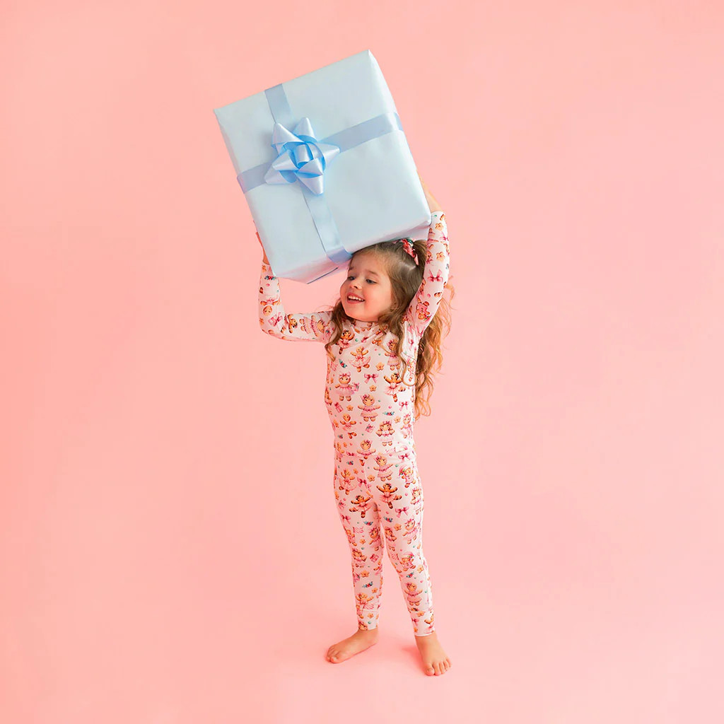 Holiday Pink Long Sleeve Toddler Pajamas | Ginger Posh | Posh Peanut