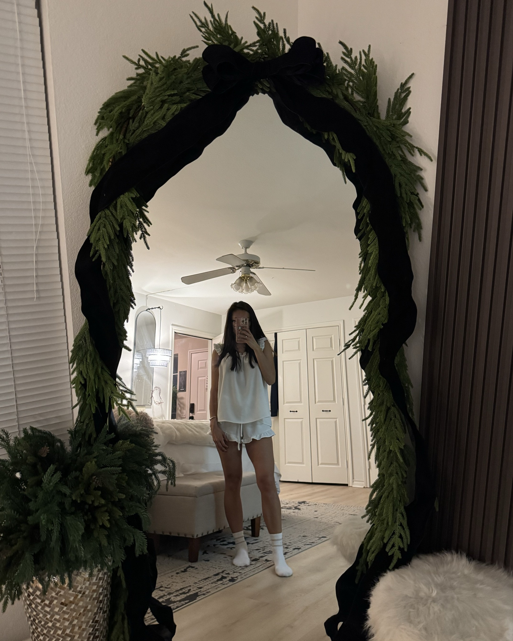 Holiday/Christmas mirror decor! I used two garlands!
#DIYhomedecor

#LTKSeasonal #LTKHome