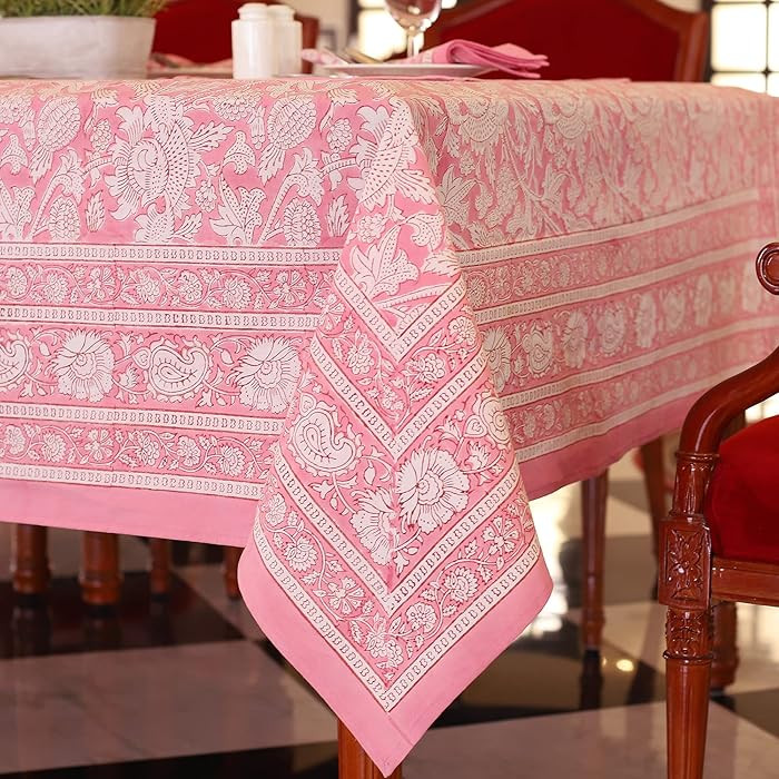 Labhanshi Indian Handblock Print Floral Table Cloth|100% Cotton Canvas Table Cover |60x90 Inch 6-... | Amazon (US)