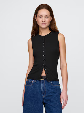 Modern Rib Cardigan Vest | Gap (US)
